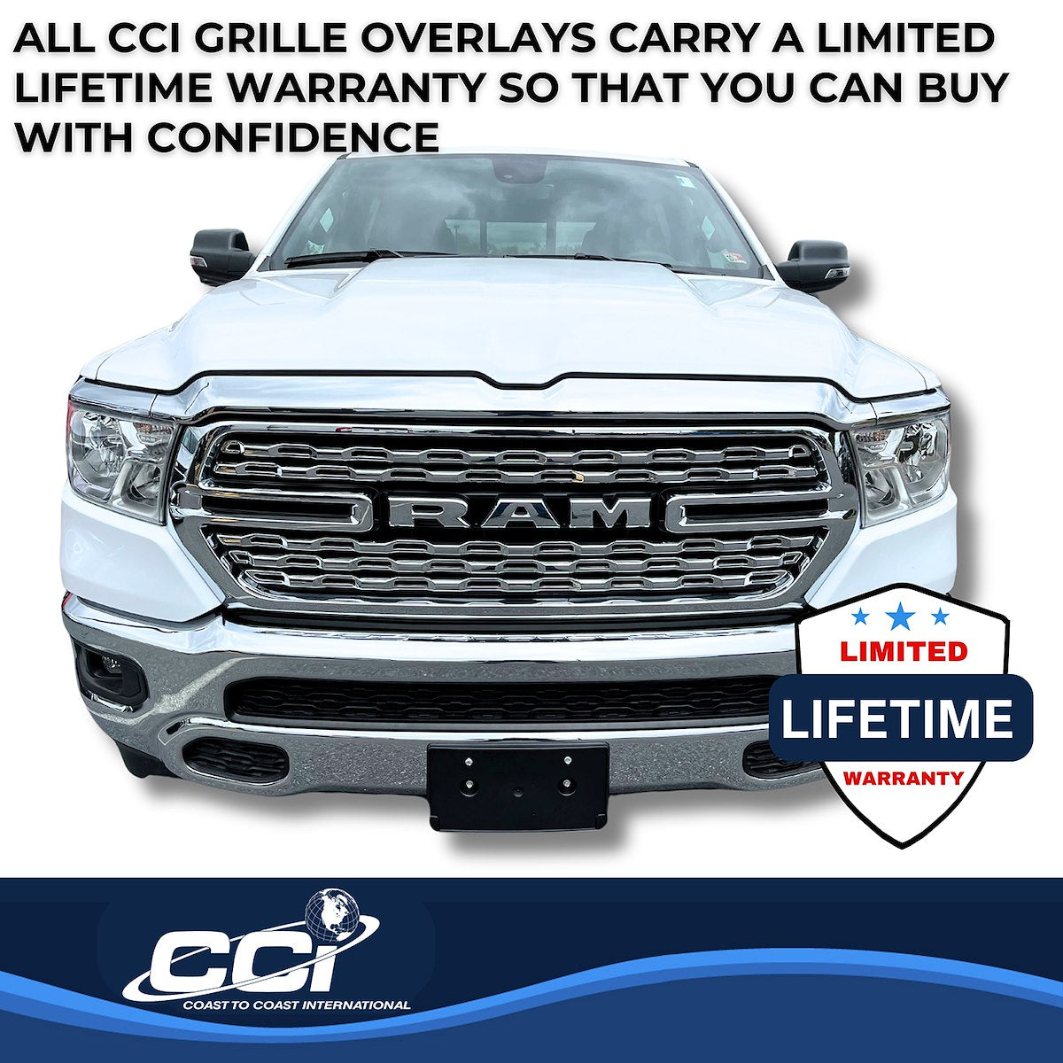 Coast2Coast Grille Insert, 5 Piece, Chrome Plated - GI189