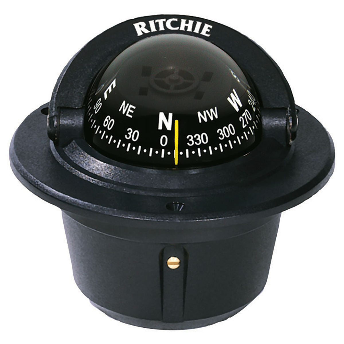 Ritchie Navigation Compass, Black, 12 V Green Light, 2-3/4 in Direct Read Dial - F-50