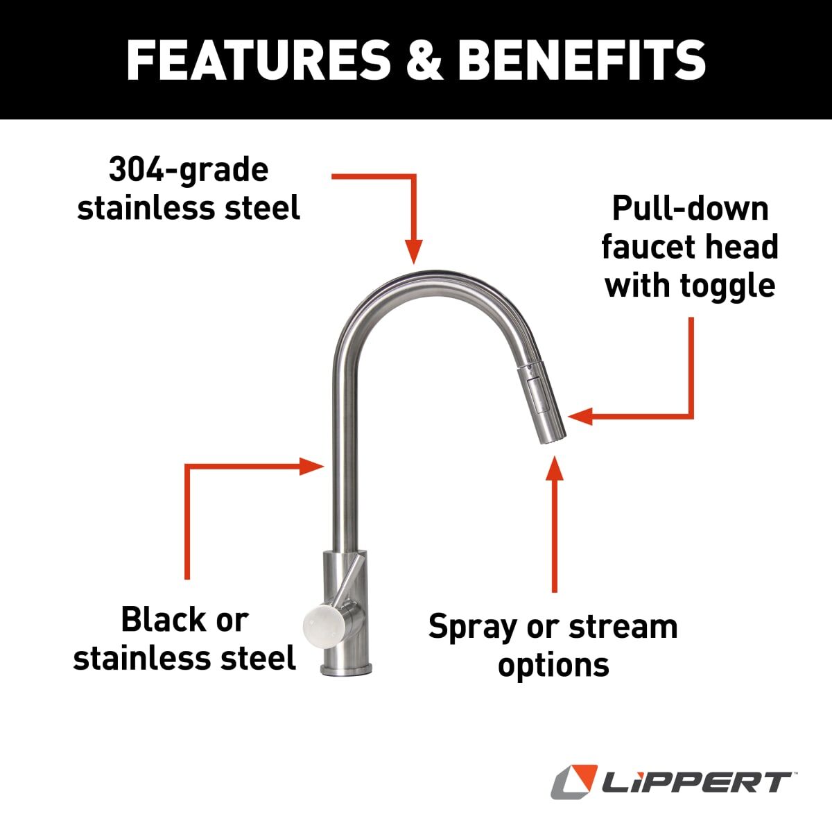 Lippert Faucet, Stainless Steel - 719333