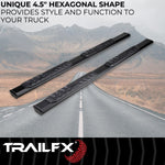 TrailFX Nerf Bar, TrailFX A4 Series, 4-1/2 in Hexagonal Straight, Titanium Black - AL4012B