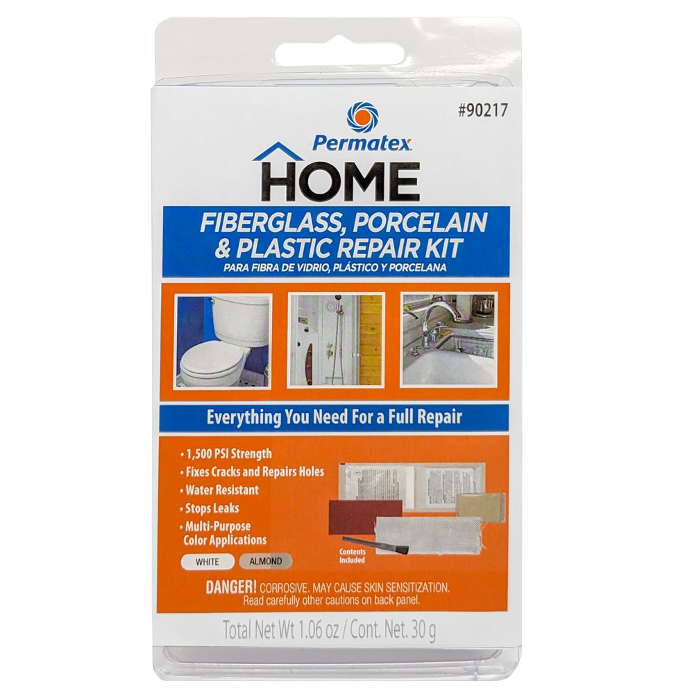AP Products Bathtub Repair Kit, For Use With Plastic/Fiberglass/Ceramic, 1500 lb Per Square in (PSI) Tensile Strength, White And Almond - 002-90217