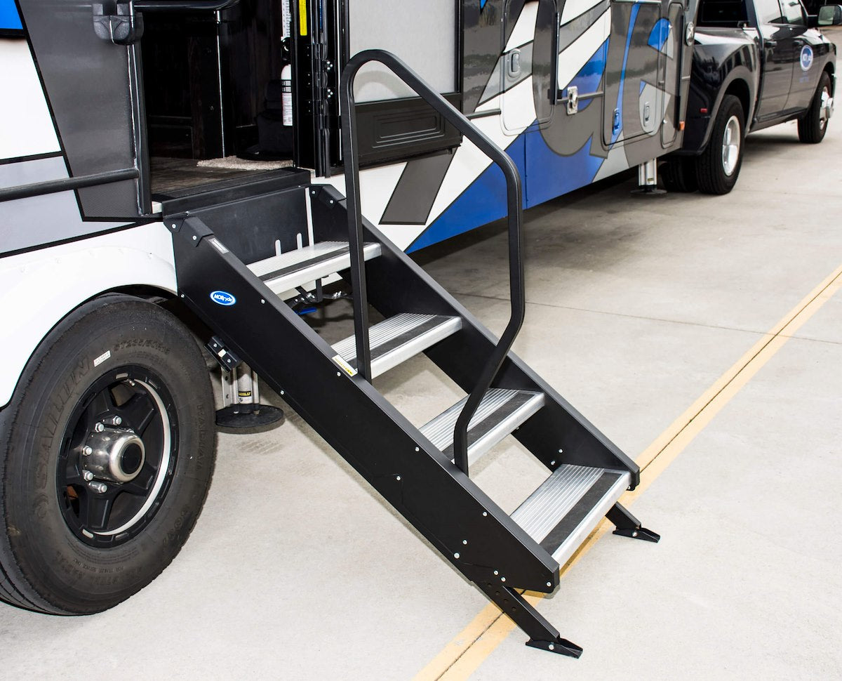 MOR/ryde Entry Step Hand Rail, Use With 2nd Generation StepAbove 4 Step RV Steps, Black - STP214-120H