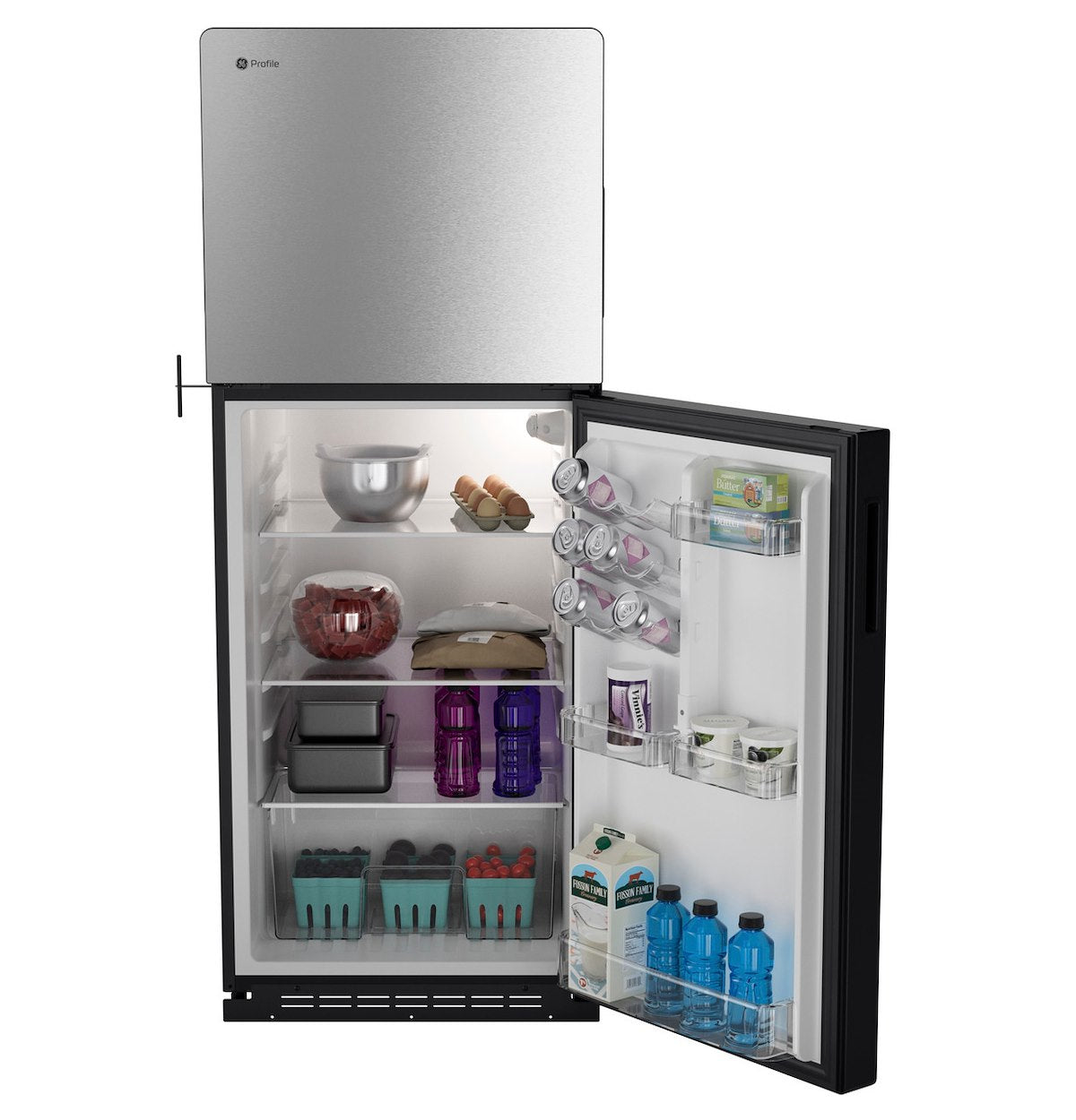 GE Appliances Refrigerator, Dual Compartment 2 Door Refrigerator With Top Freezer, 9.8 Cubic ft, 13.5 amp/12 V DC - PPV10R5YRSS