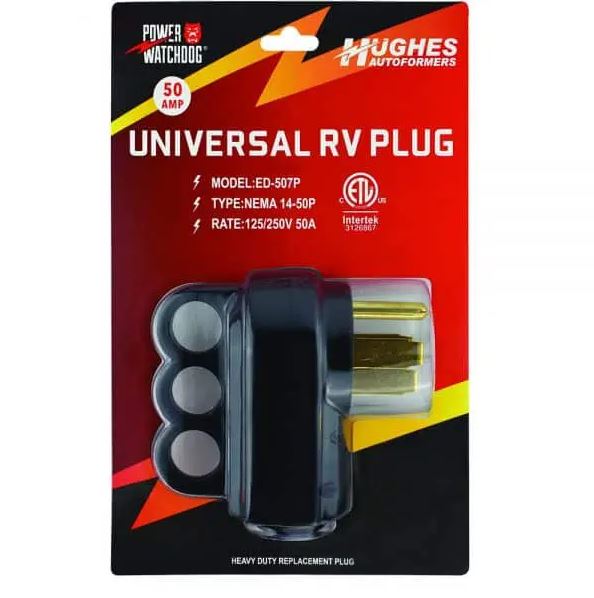 Hughes Auto Power Cord Plug End, 50 amp, Black - 50APLUG