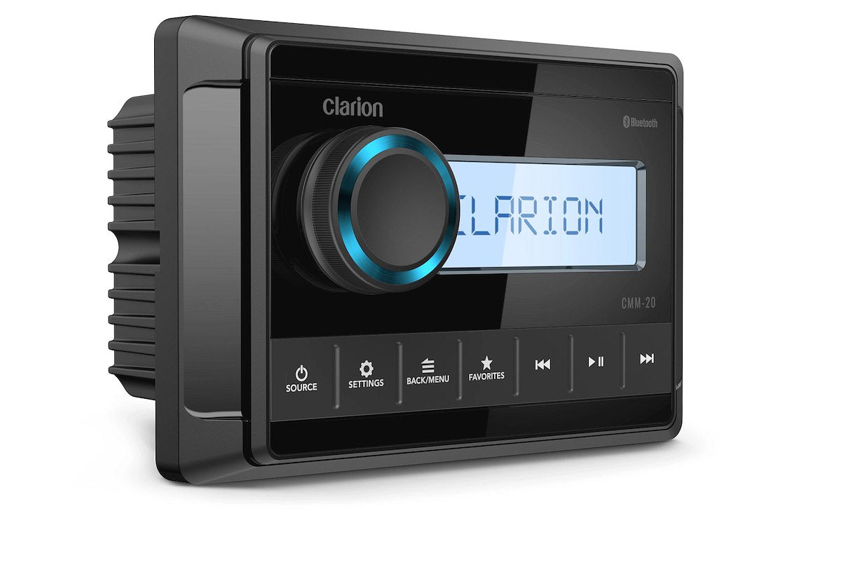 Clarion Radio, Bluetooth Music Streaming, 2.37 in TFT LCD Backlit Display With Dim Control, IP66 Weatherproof - 010-03223-00