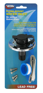Valterra Fresh Water Inlet, 1/2 in Male Pipe Thread Inside Connection, 2-3/4 in Die Cast Flange, 2-3/4 in Overall Diameter - A01-0165VP