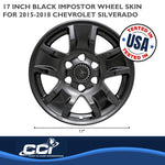 Coast2Coast Wheel Skin, 17 in, 5 Spokes, Gloss Black, Set Of 4 - IWCIMP390BLKN