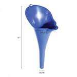 WirthCo Funnel, 5-3/4 in x 11-1/4 in, 4 in Spout Length x 7/8 in Spout Diameter, Blue - 32855