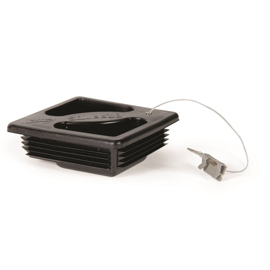 Camco Sewer Hose Storage Carrier Cap, Use With 4 in Square Sewer Hose Bumper, Black - 40324