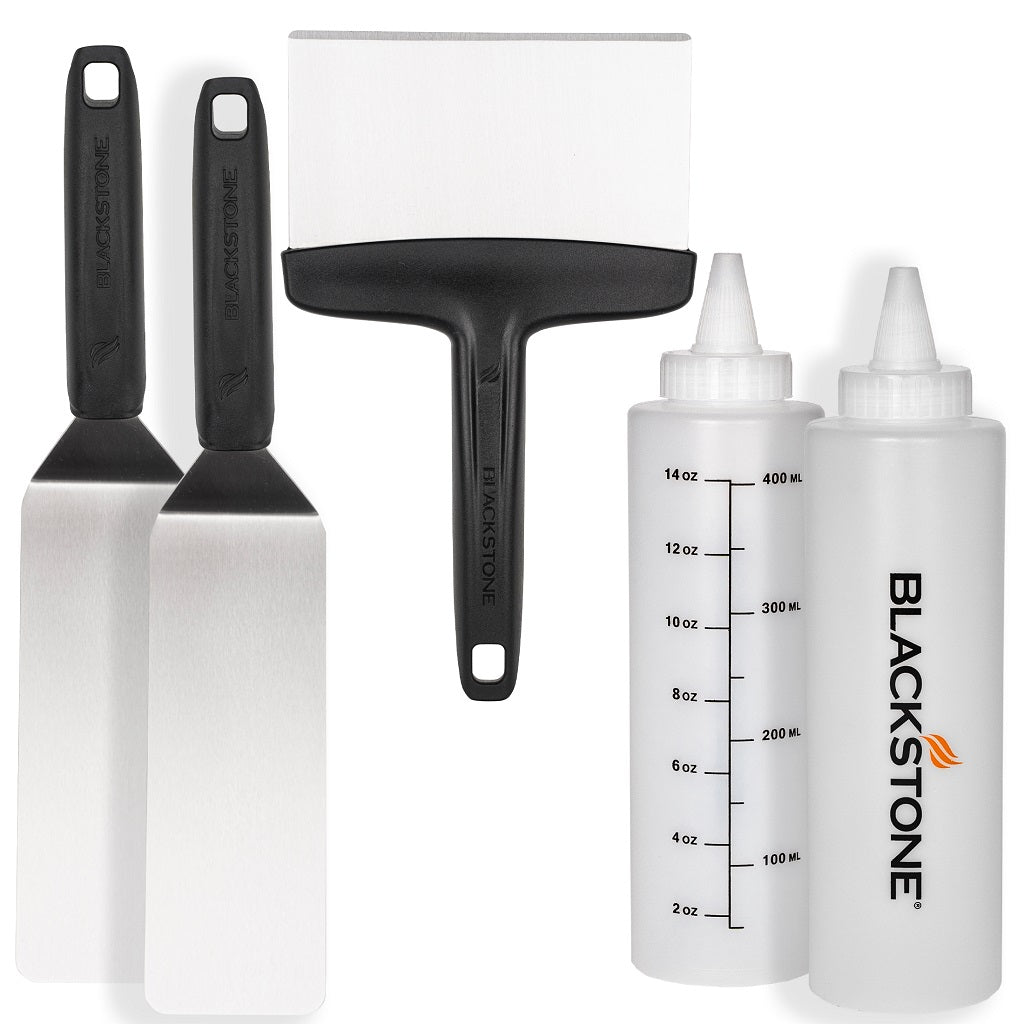 Blackstone Griddle Accessory Kit, With Two 14 oz Squeeze Bottles/Two Long Spatulas/Scraper - 5230