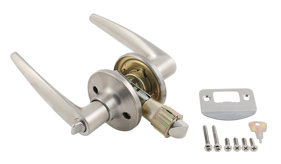 AP Products Entry Door Handle, Used As 2-3/8 in Or 2-3/4 in Backset, Stainless Steel - 013-231-SS