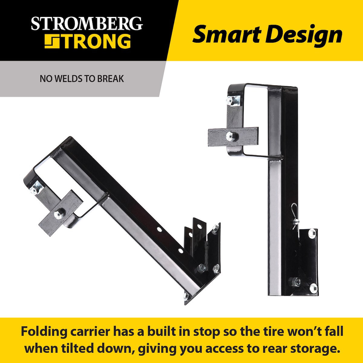 Stromberg Carlson Spare Tire Carrier, Fits Rear 4 in Square Bumper Mount, Black, Steel - TR-1