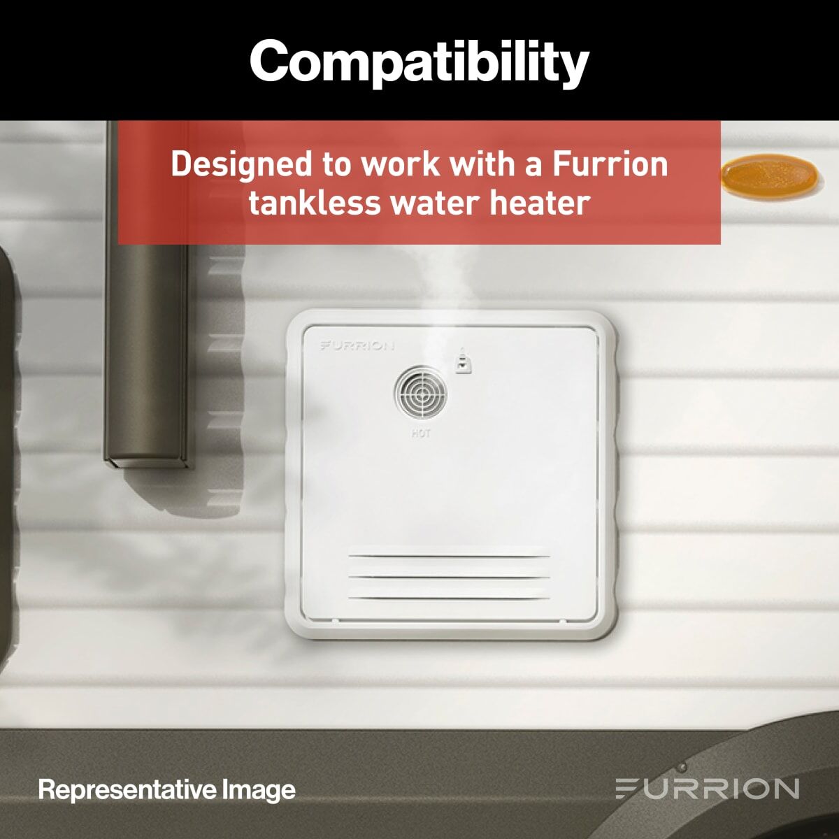 Furrion Water Heater Access Door, For Replacing Atwood 4/6 gal Water Heater Doors, Black, Steel - FWH41EA-BL-AM