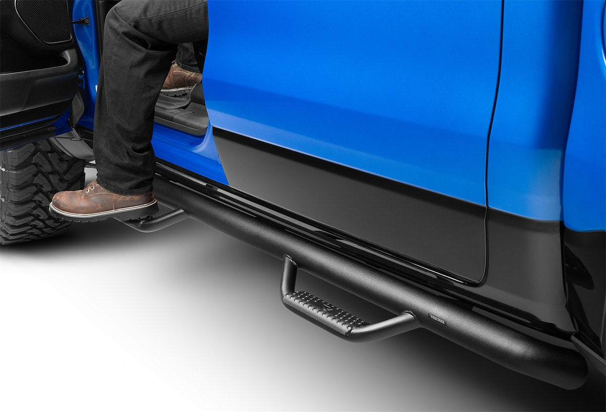 N-Fab Nerf Bar, 3 in Round Bent, Black Matte Textured Powder Coated, Steel - D1980CC-TX