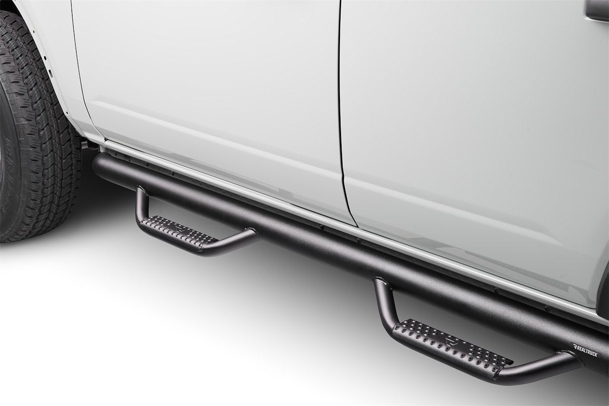 N-Fab Nerf Bar, W2W Series, 3 in Round Bent, Black Textured Powder Coated Steel - F2172B-TX