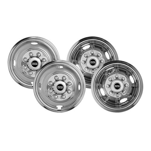 Pacific Dualies Wheel Simulator, Fits 16 in - 8 Lug, 4 Vent Holes Wheel, Stainless Steel, Set Of 4 - 49-1608