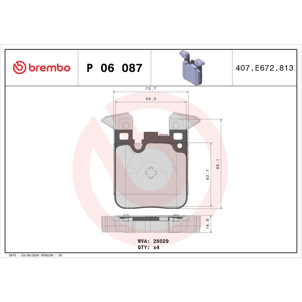 Brembo Brake Pads P06087 product image 4