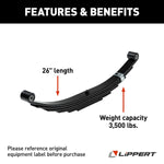 Lippert Trailer Axle Leaf Spring, 24.875 in Free Length, 26 in Loaded Length, 1.75 in Loaded Arch Height - 679372