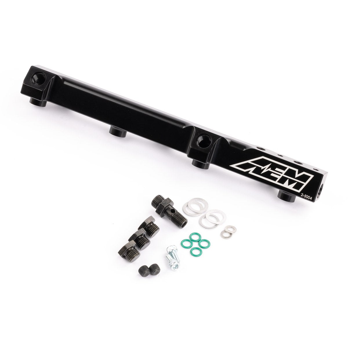 AEM Electronics Fuel Injector Rail, Black, Aluminum, 1/2 in bore Diameter - 25-104BK