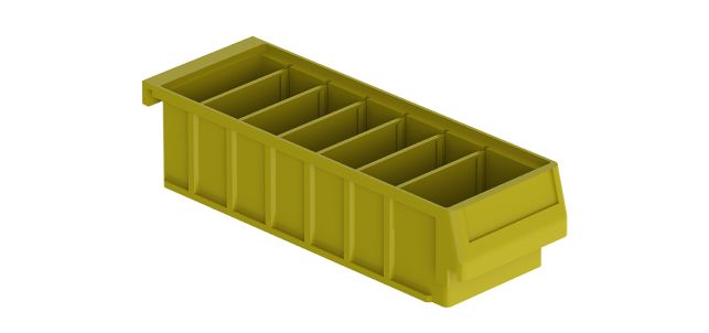 Holman Van Storage System Shelf Bin Box, 5 in Width x 5-1/2 in Height x 14 in Depth, With 6 Bin Dividers - 40331