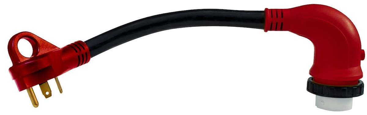 Valterra Power Cord Adapter, 30 amp Male To 50 amp Female, 30 amp, 90 degree Female Locking Connectors - A10-3050D90