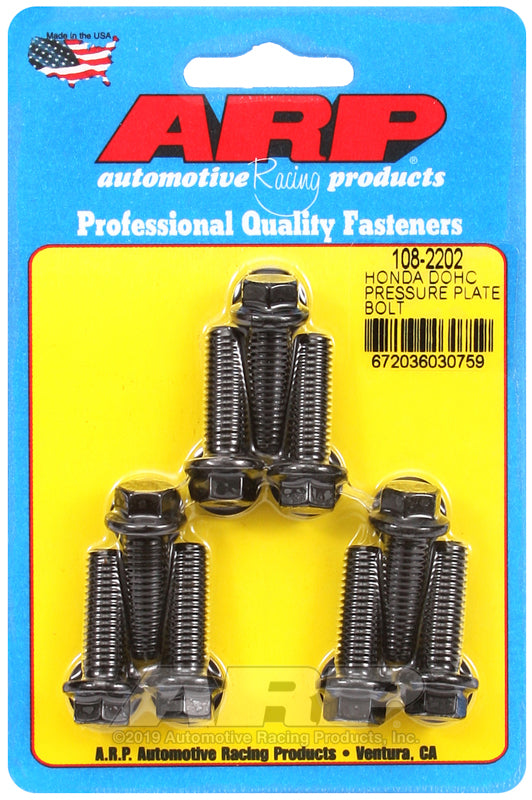 ARP Clutch Pressure Plate Bolt, For Use With Dual Overhead Cam B Series Honda, 8 Millimeter x 1.25 Thread Size, Set Of 9 - 108-2202