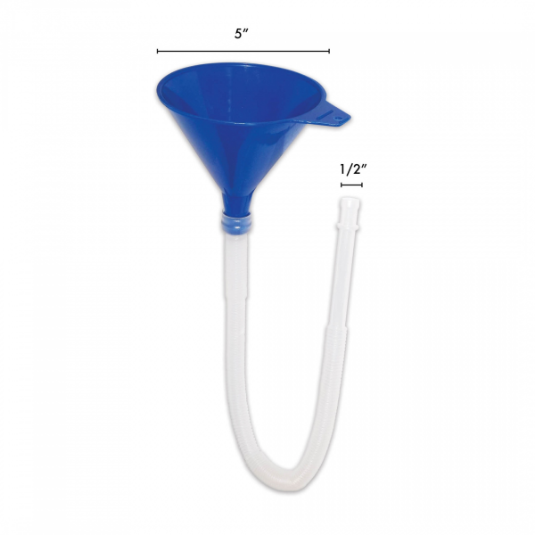 WirthCo Funnel, 5 in Top Opening, 1/2 in Bottom Spout Inside Diameter x 21 in Spout Length, 1 Pint Capacity - 32832