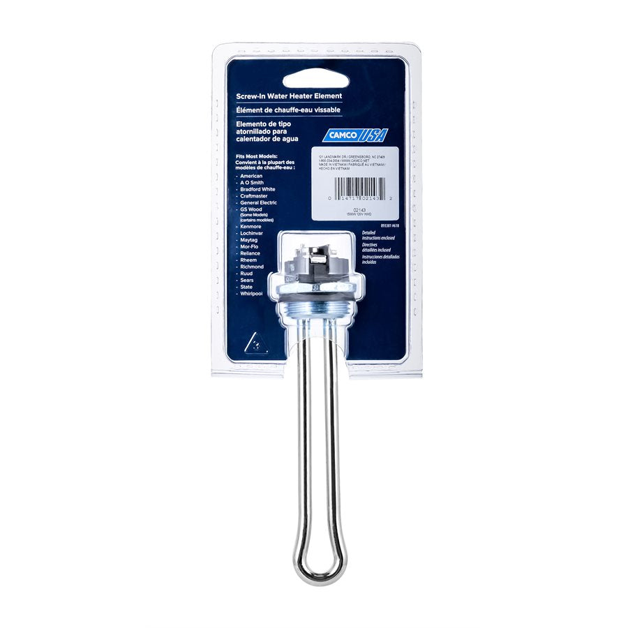 Camco Water Heater Element, 1500 Watt, 120 V, 9 in Minimum Tank Diameter - 02143