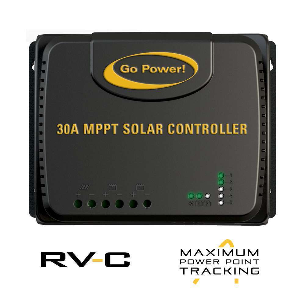 Go Power Battery Charger Controller, Use With All Battery Types (Lead Acid/LiFePO4), LED Fault Indicators, 30 amp - GP-RVC-30-MPPT