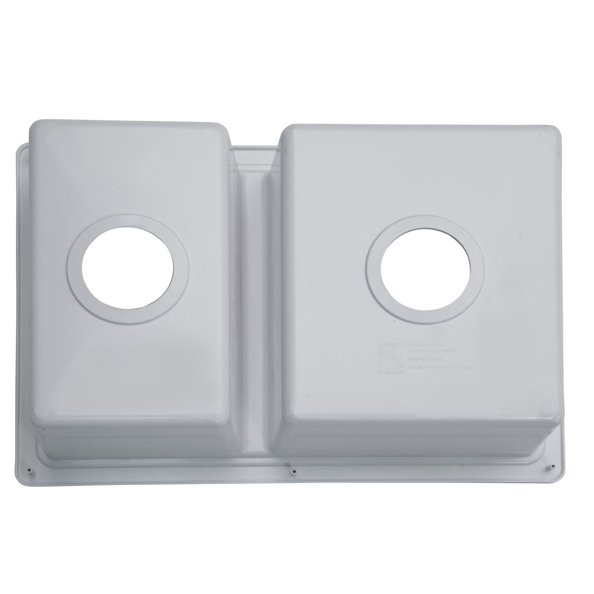 Lippert Sink, Double Kitchen Sink For 25 in x 17 in Basin, 23.94 in x 16.44 in Opening, White - 809030