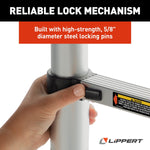 Lippert RV Ladder, 12 ft 6 in Extension Height, Aluminum, 330 lb Load Capacity - 2021097938