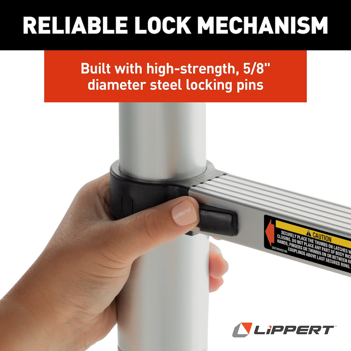 Lippert RV Ladder, 12 ft 6 in Extension Height, Aluminum, 330 lb Load Capacity - 2021097938