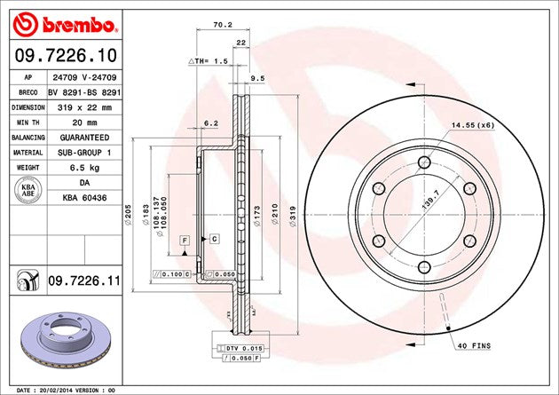 Brembo Brake Rotors 09722611C02 product image 2