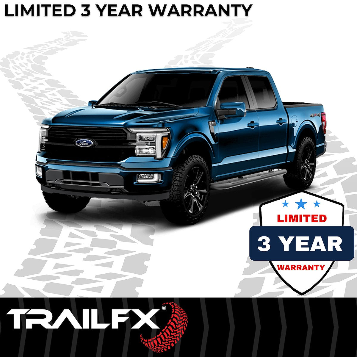 TrailFX Nerf Bar, TFX 4" Oval Tube Side Steps, 4 in Oval Bent, Titanium Black - A1004B