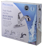 Phoenix Products Faucet, 10 in Pull Out Spout, 1 Hole Or 3 Hole Application, Ceramic Disc Valve - PF231441