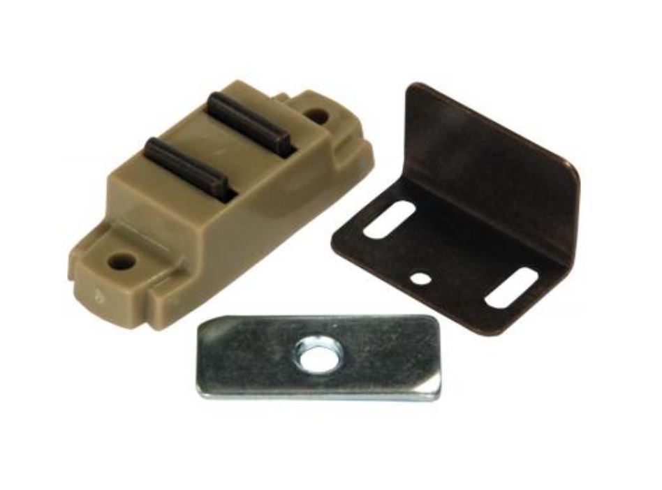 JR Products Door Catch, With Mounting Screws/Flat And 90 degree Angled Bracket - 70275