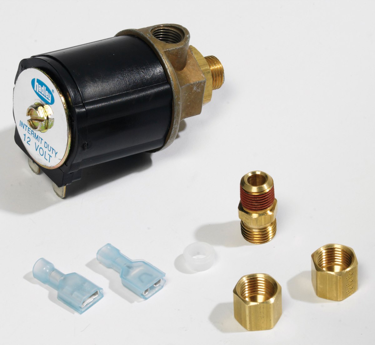 Hadley Products Air Horn Solenoid Valve, 12 V, 1/4 in NPT Outlet Fitting x 1/4 in Inlet Fitting - H00550A