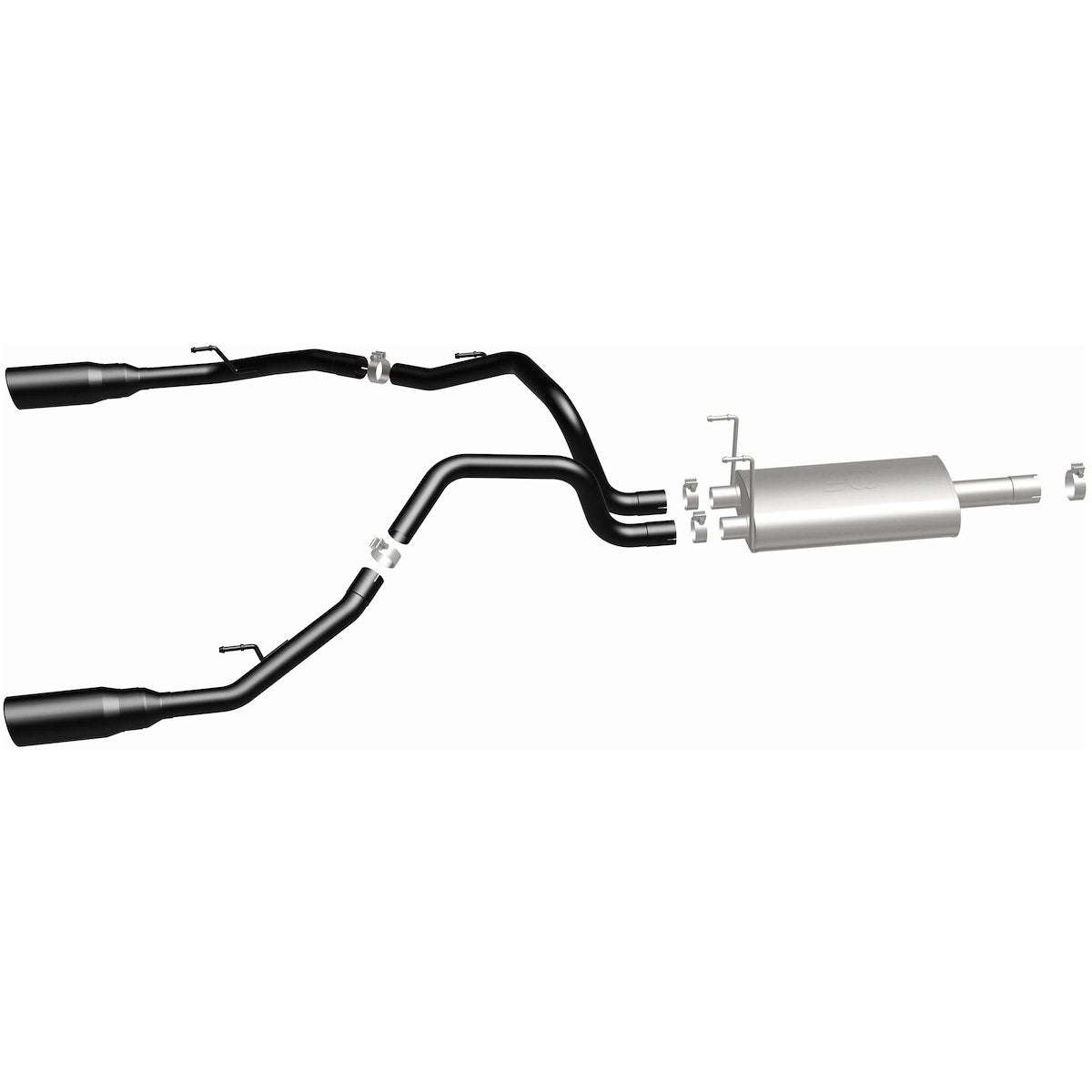 MagnaFlow Exhaust System Kit, Stainless Steel, 3 in Pipe Diameter, 5 in Black Stainless Steel Tips - 15363