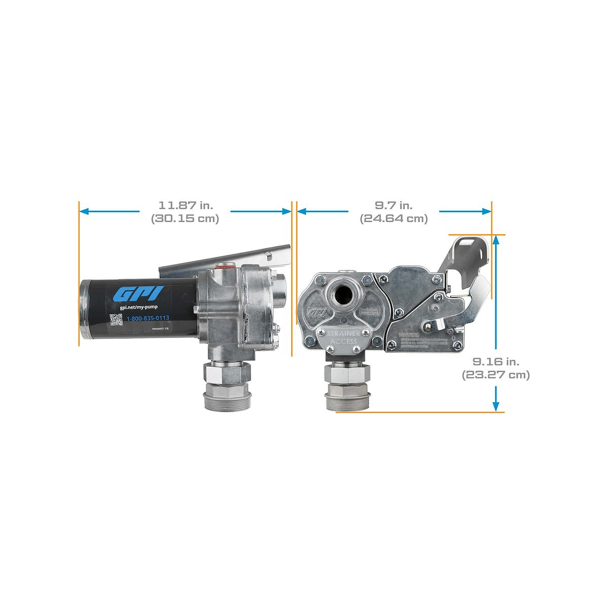 GPI Liquid Transfer Tank Pump, M-150S Series, 12 V DC, 15 gal Per Minute - 110000-99