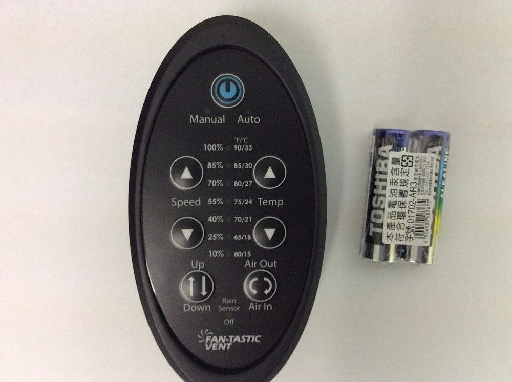 Dometic Roof Vent Remote Control, LED Indicator Display, Black, With 2 AA Batteries - 9068-09