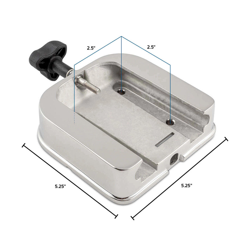 Cannon Downrigger Mount, 316-Grade Stainless Steel Construction, 5-1/4 in Length x 5-1/4 in Width Dimension - 1904045