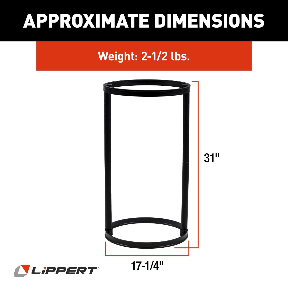 Lippert Trash Bag Holder, Holds 13 gal Kitchen Bags With 24 in Diameter Drawstring, 17-1/4 in Length x 17-1/4 in Width x 31 in Height - 2022105716