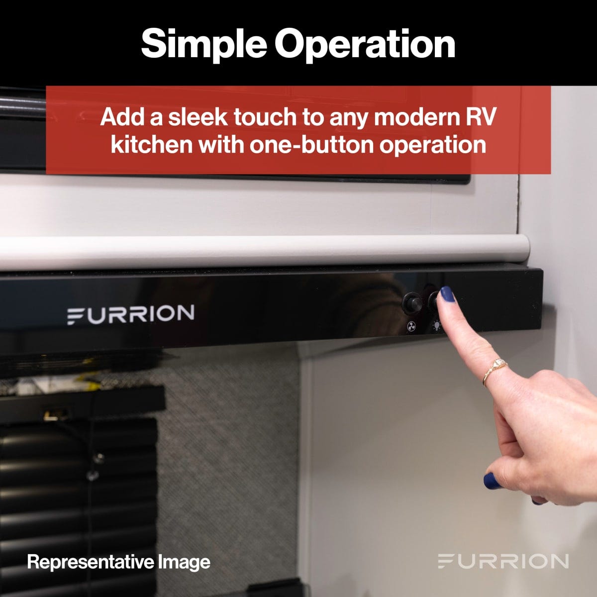 Furrion Stove Vent Hood, For 12 To 18 in Cabinet Depth, 10-11/16 in Width x 3-3/4 in Height Exhaust Duct, With LED Down Light - FHO23SACR-SS