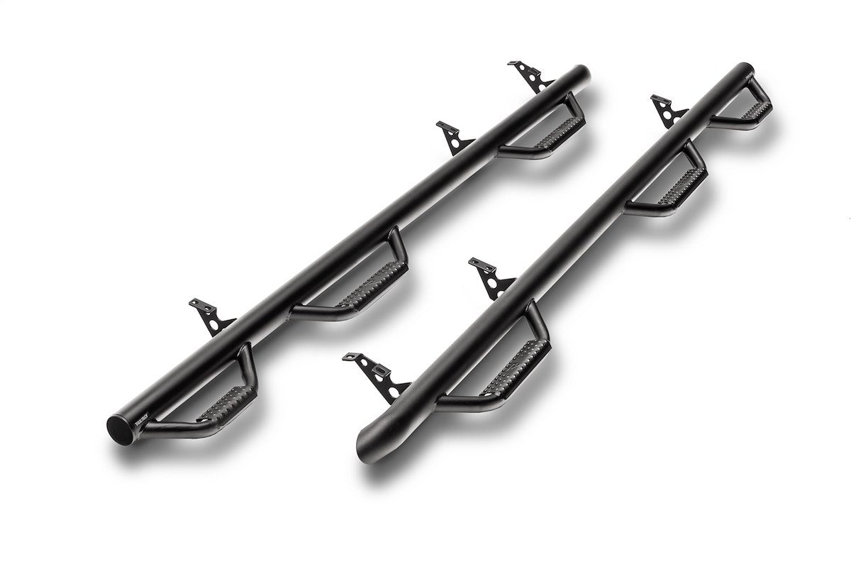 N-Fab Nerf Bar - Truck Wheel To Wheel, 3 in Round Bent, Black Matte Textured Powder Coated Steel - D20100CC-6-TX