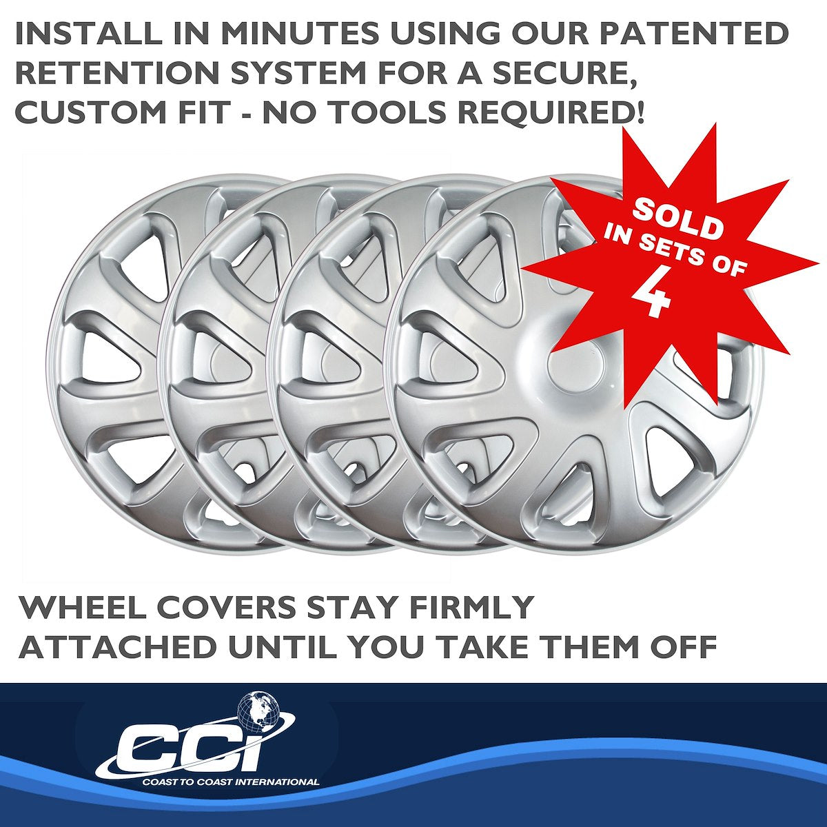 Coast2Coast Wheel Cover, 14 in, 8 Directional Spoke, Set Of 4 - IWC40414S
