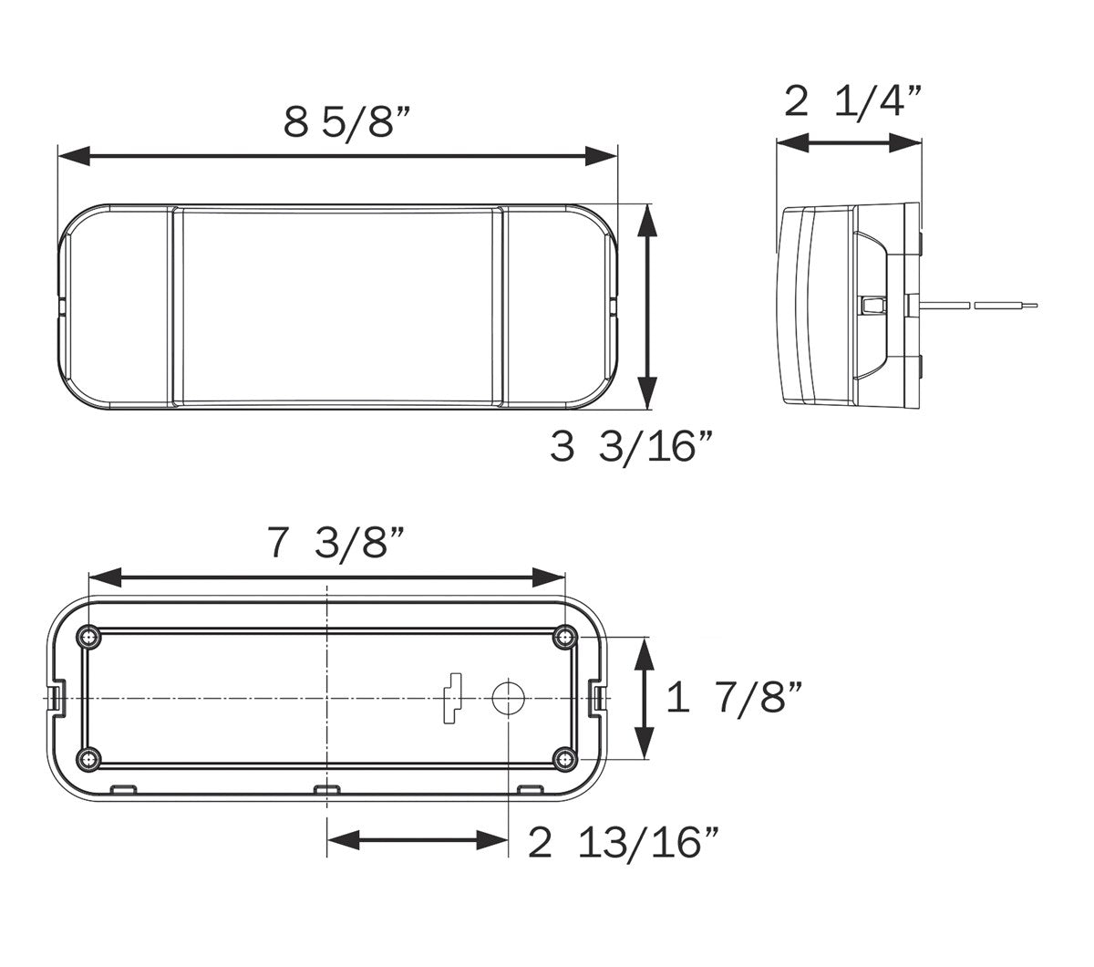 Optronics Trailer Light, 8.625 in Length x 3.188 in Width x 2-1/4 in Depth, 12.8 V DC, White Base - RVST60S