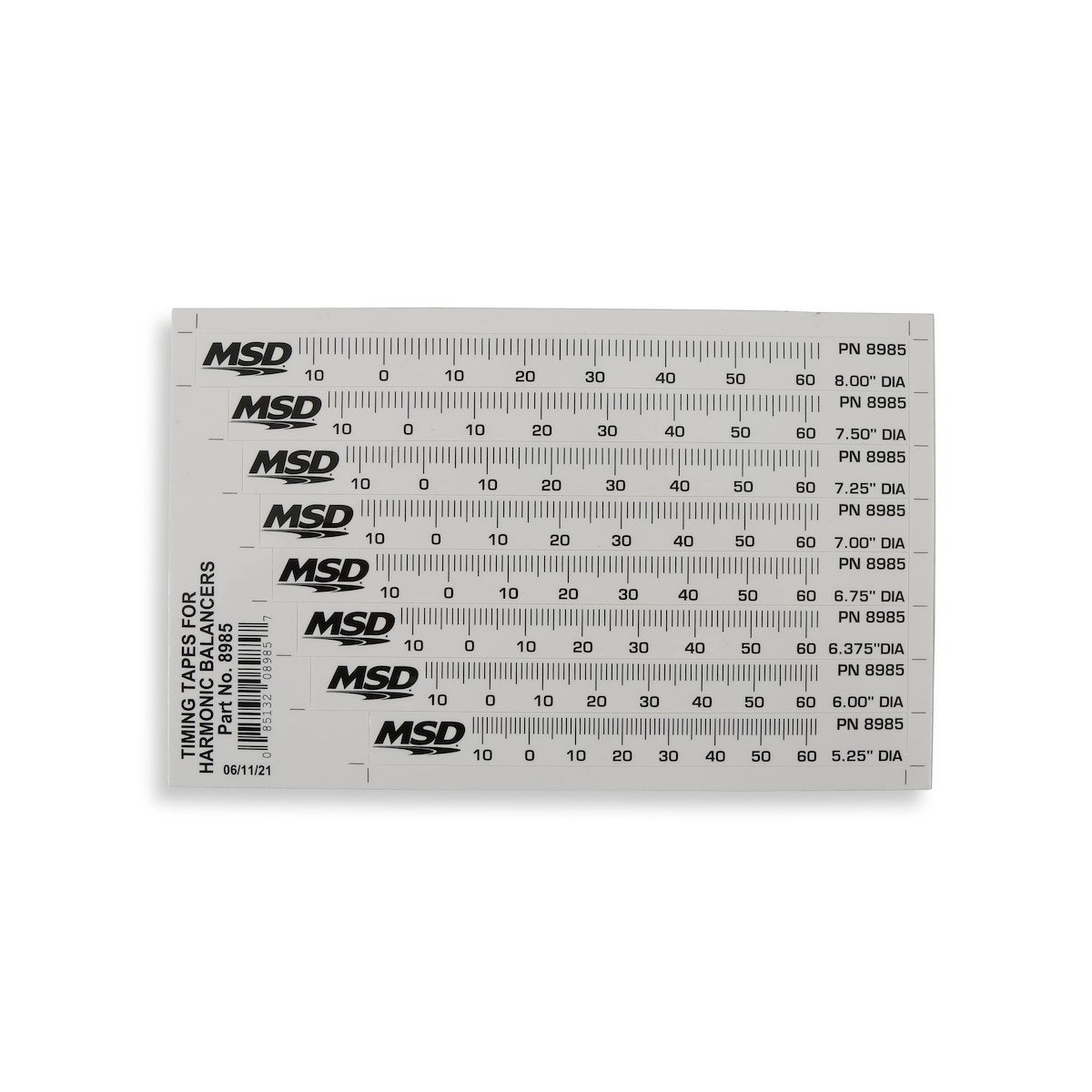 MSD Ignition Timing Tape, For Use With 5.25/6/6.375/6.75/7/7.25/7.5/8 in Harmonic Balancers - 8985