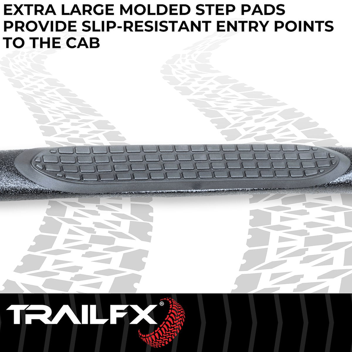 TrailFX Nerf Bar, 3 in Round Bent 90 degree, Black, Steel - A0055T