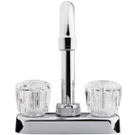 Dura Faucet Faucet, 6 in Hi-Arc Spout, 2 Clear Crystal Acrylic Knob Handle, Chrome Plated/Plastic Body/Brass Spout - DF-PB150A-CP