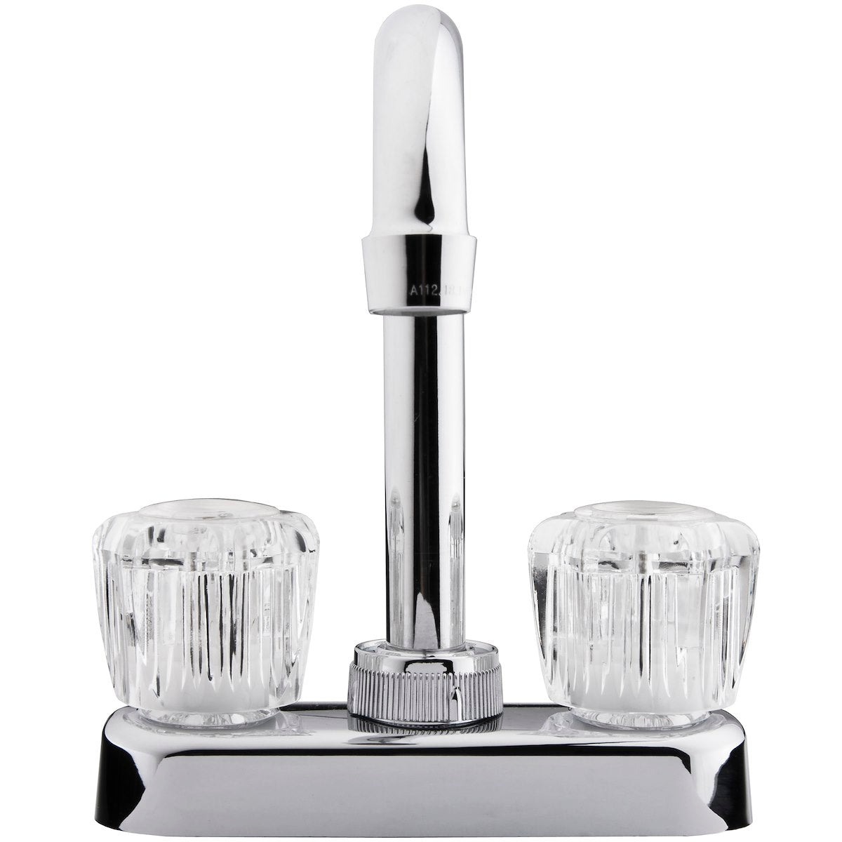 Dura Faucet Faucet, 6 in Hi-Arc Spout, 2 Clear Crystal Acrylic Knob Handle, Chrome Plated/Plastic Body/Brass Spout - DF-PB150A-CP